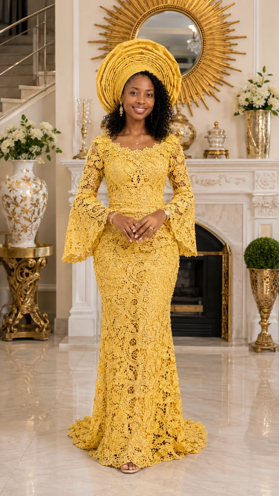 Style Robe longue africaine jaune 2