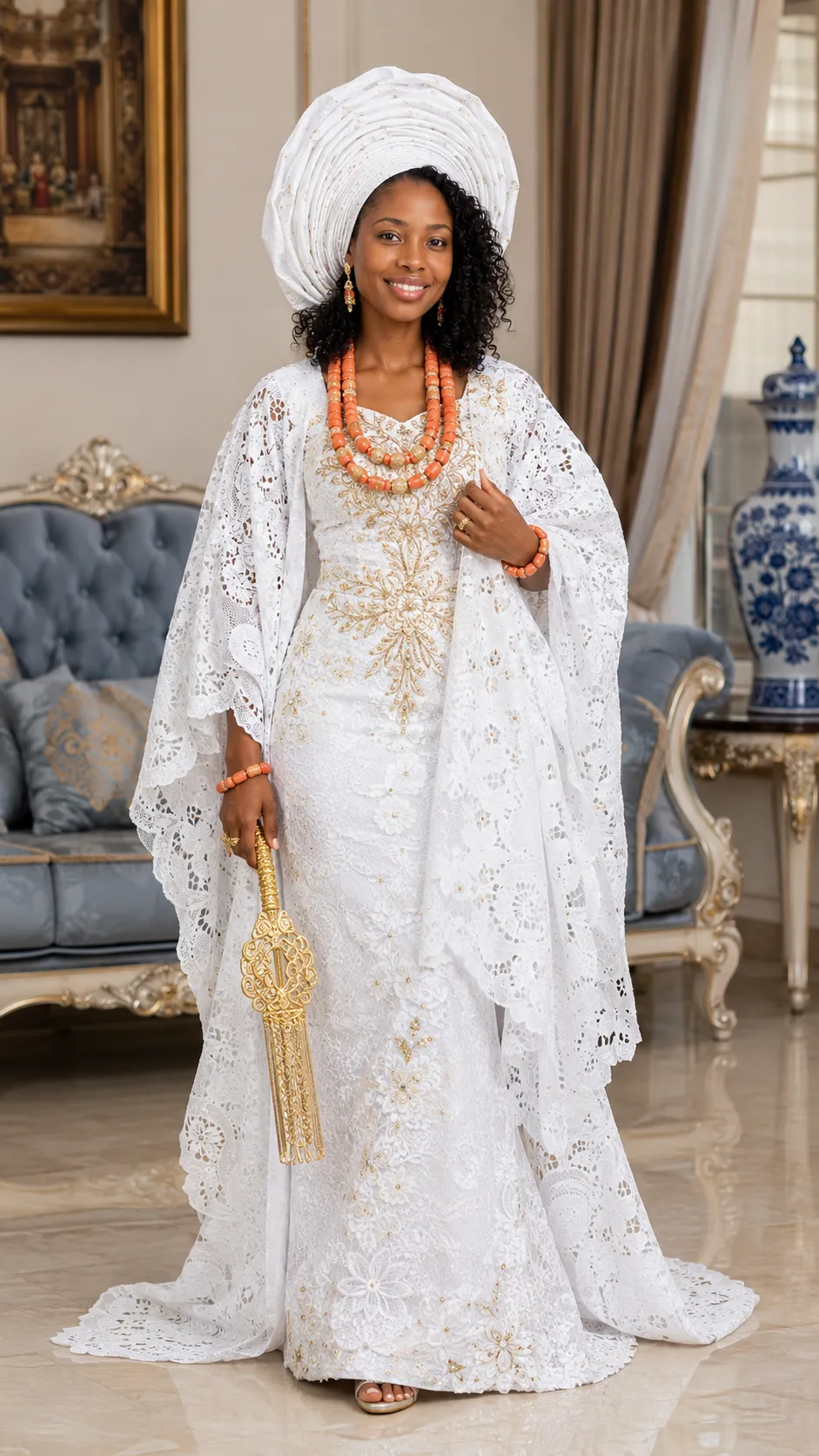 Style Robe yoruba blanche